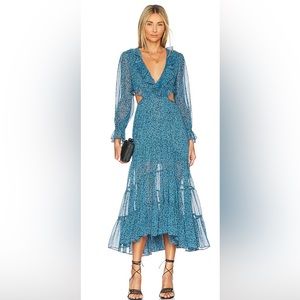 MISA Los Angeles Amelia Dress in Cerulean Ditzy